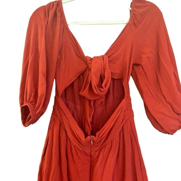 Lulu’s Bohemian Puff Sleeve Backless Bow Flounce Romper Women’s Small Western - Picture 5 of 16